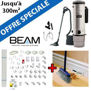 Aspirateur central BEAM 385 + Flexible inter on/off de 9m + 6 ACC + KIT DE BASE + VACPAN