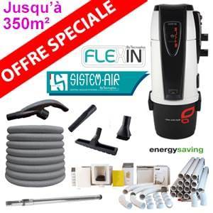 Aspiration centralisée TECNO STYLE 350 - Sistem Air avec kit 1 prise flexible mural de 12m