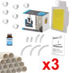 kit 3 prises blanches retraflex avec tuyaux pour flexible rétractable de 12 m ou 9 m