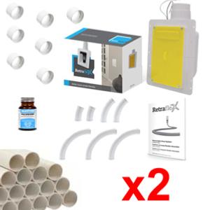 kit 2 prises blanches retraflex avec tuyaux pour flexible rétractable de 12 m ou 9 m