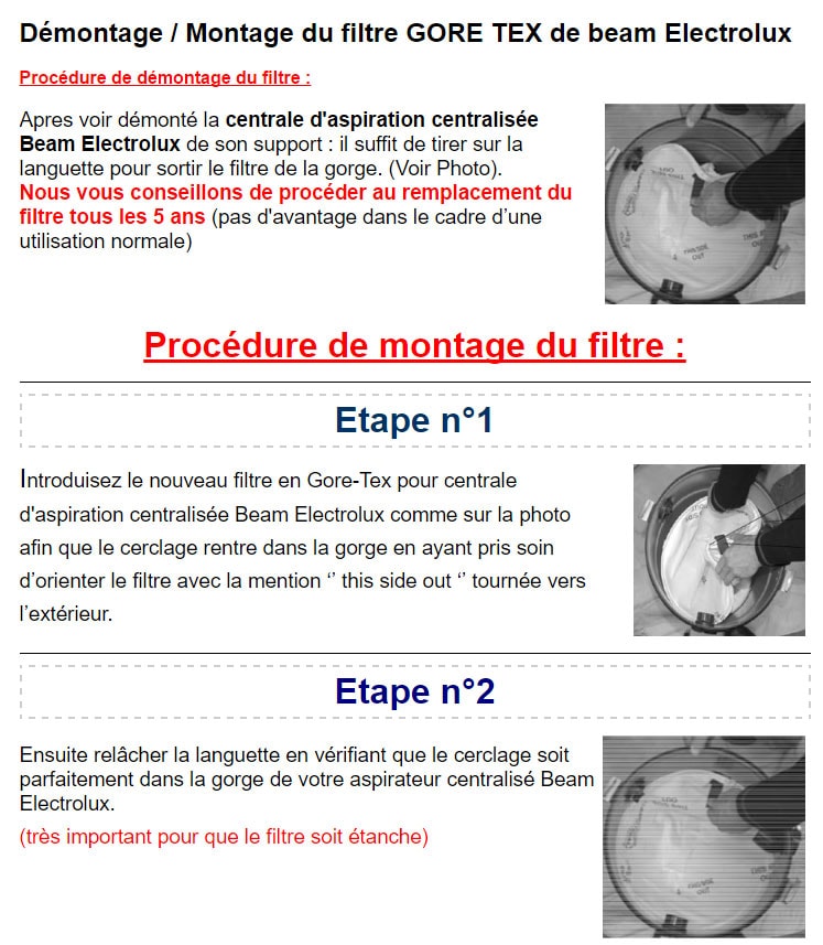 procédure changement filtre gore-tex