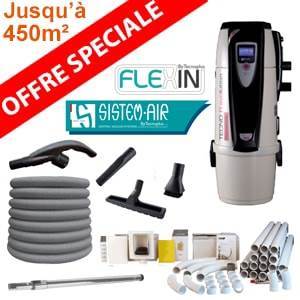 Aspiration centralisée TECNO R-EVOLUTION 450 - Sistem Air + kit 1 prise flexible mural de 12m