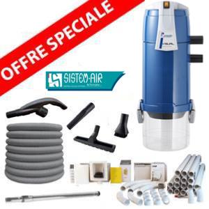 Pack Aspirateur central VISUAL 350 + 16 m de tuyau + Kit flexible retractable retraflex de 12m